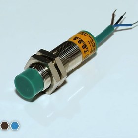 تصویر سنسور القایی تبریز سنسور، AC-NO، قطر 18، چهارپین، فاصله تشخیص 8mm، کد IS1808-OA 