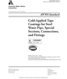 تصویر دانلود کتاب AWWA C209-13 Cold-Applied Tape Coatings for the Exterior of Special Sections, Connections, and Fittings for Steel Water Pipelines 2012 کتاب انگلیسی پوشش‌های نواری سرد AWWA C209-13 برای قسمت‌های خارجی بخش‌ها، اتصالات و اتصالات ویژه خطوط لوله آب فولادی 2012