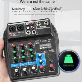 تصویر میکسر صدا ۴ کانال TECHBLAZE با بلوتوث و برق فانتوم 