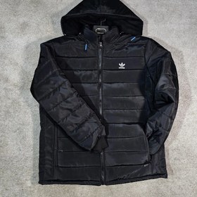 تصویر کاپشن مردانه کلاهدار رنگ مشکی Black hooded mens jacket