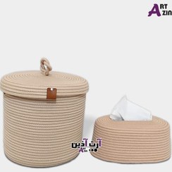 تصویر ست جا دستمال کاغذی و سطل زباله عروس جدید و شیک کد 876 