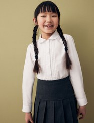 تصویر پیراهن مدرسه بلوز آستین بلند یقه زیبا سفید دخترانه آستین بلند راسته | نکست بیبی Next Baby 5485615163 