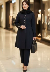 تصویر مانتو شلوار اداری اریکا رنگ مشکی 