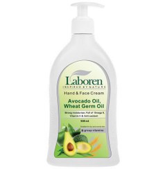 تصویر کرم مرطوب کننده دست و صورت پمپی حاوی روغن آووکادو 500میل لابورن Laboren Hand And Face Cream Avocado And Wheat Germ 500ml