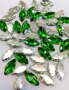 تصویر نگین پایه دار دوختنی پایه برنجی ۷در۱۵ سبز 