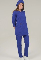 تصویر ست اسکراب پزشکی آستین سه ربع زنانه آبی کاربنی 