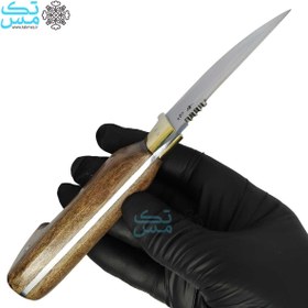 تصویر چاقوی سفری تیغه براق دسته چوبی قره بوطه 