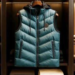 تصویر ژیله پافر برزنتی با آستر خز گرم بالا رنگ سبز مازراتی فوق‌العاده شیک و با کیفیت 