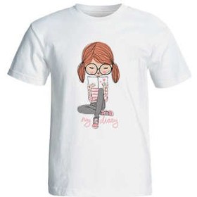 تصویر تی شرت آستین کوتاه زنانه طرح دختر کد 41005 