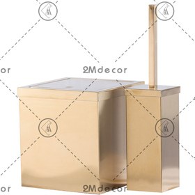 تصویر سطل و فرچه استیل خش دار طلایی 