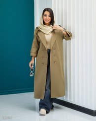 تصویر بارانی زنانه راوش کتان سایز ۴۴-۴۸ رنگ سورمه ای 