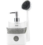 تصویر مخزن مایع دستشویی لیمون مدل بیضی DH1919 به همراه اسکاچ و فرچه 