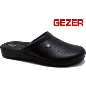 تصویر دمپایی بیمارستانی/کاری مشکی ۴ نقطه‌ای مدل ۴۷۶۸ برند gezer 4768 Black 4 Point Hospital/Work Sabo Slippers