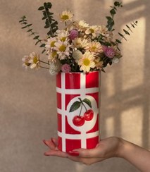 تصویر گلدان نقاشی طرح گیلاس 