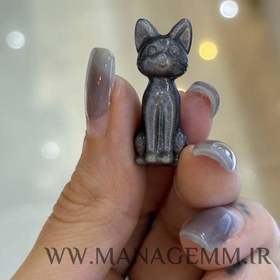 تصویر مجسمه گربه سنگ ابسیدین 