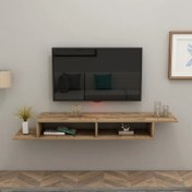تصویر میز تلویزیون دیواری با چوب طبیعی توس کد SH2202 - طول 