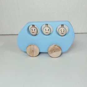 تصویر اسباب بازی اتوبوس چوبی دست ساز با برند نیلو تویز 