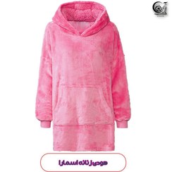 تصویر هودی حوله‌ای زنانه اسمارا صورتی پتو-هودی اورسایز 