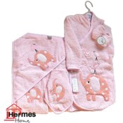 تصویر سرویس حوله نوزادی ۵ تیکه مادرکر MOTHERCARE مدل: BIRD AND ELEPHENT PINK 