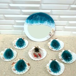 تصویر ست 8 تکه هفت سین رزینی مدل دریا و صدف 8-Piece Resin Haft-Seen Set - Ocean & Seashell Design