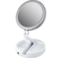 تصویر آینه آرایشی Foldaway مدل چراغ دار با قابلیت بزرگنمایی 