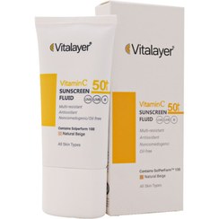 تصویر ضد آفتاب فلوئیدی روشن کننده SPF50 حاوی ویتامین C ویتالیر 