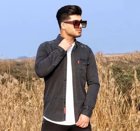 تصویر پیراهن جین دو جیب ذغالی بسیار شیک و با کیفیت Double Pockets Shirt Gray