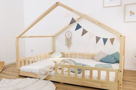 تصویر کلبه تخت نیلا ۲۰۰x۱۲۰ تخت خواب کودک