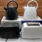 تصویر ست کتری و توستر برقی رومانتیک هوم مدل WT840 - سفید ا 2 IN1 2 slices toaster breakfast set 2 IN1 2 slices toaster breakfast set