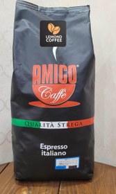 تصویر دانه قهوه امیکو کوالیتا استرگا اسپرسو ایتالیانو (مشکی) 1 کیلویی Amico Caffe Qualita Strega Espresso Italiano 