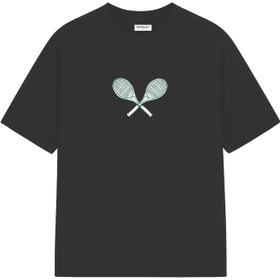 تصویر تیشرت تنیسی - سفید / مشکی Tennis Tshirt
