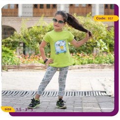 تصویر تیشرت شلوار دخترانه طرح حیوانات کد 937 Girls' t-shirt with animals design 937