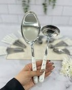 تصویر کفگیر و ملاقه سرامیکی طرح ماربل 