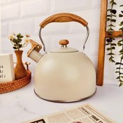 تصویر کتری وارداتی داخل استیل رویه چدن - کرم Kettle