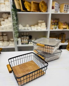 تصویر سبد نان چوب و فلز 