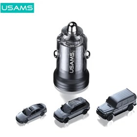 تصویر شارژر فندکی یوسمز CC175 C35 USAMS US-CC175 C35 Transparent Dual USB Mini Car Charger