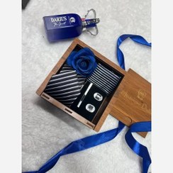 تصویر ست کراوات و دستمال جیبی و دکمه سردست،ست هدیه مردانه کراوات،ست روز مرد،روز پدر 