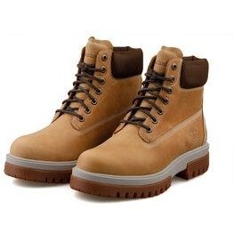 تصویر بوت پوتین مردانه بند دار میانه با ضد آب چرمی روزانه زرد تیمبرلند Timberland 