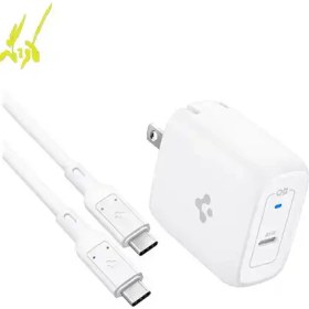 تصویر شارژر دیواری اسپیگن مدل ArcStation Pro 45W Wall Charger UK همراه با کابل USB-C 