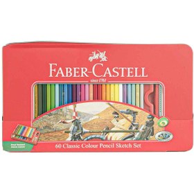 تصویر مداد رنگی فابرکستل 60 رنگ جعبه فلزی مداد رنگی فابرکستل 60 رنگ جعبه فلزی Faber castell