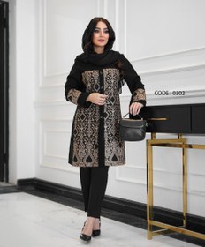 تصویر مانتو کتی زنانه شانتون طرح اسلیمی مشکی مناسب نوروز ۱۴۰۵ 