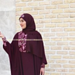 تصویر ست عبا و هد شال کرپ الگانس مدل ماهتیسا - زرشکی / سایز ا Mah tisa Abaya Mah tisa Abaya