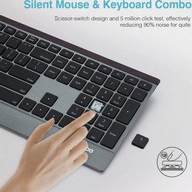 تصویر کیبورد و موس بی سیم رپو مدل 9500M ا Rapoo 9500M Multi-mode Wireless Keyboard and Mouse Rapoo 9500M Multi-mode Wireless Keyboard and Mouse