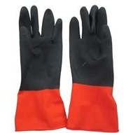 تصویر دستکش لاستیکی ( بنایی ) صنعت کار دورنگ (قرمز-مشکی) لبه دار گیلان سایز مدیوم M 