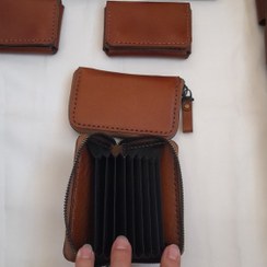 تصویر جاکارتی مدل چرم طبیعی آشا JK-095 - قهوه ای تیره 