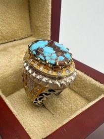 تصویر انگشتر مردانه فیروزه نیشابوری| فیروزه شجری اصیل کد G۰۷۴ 