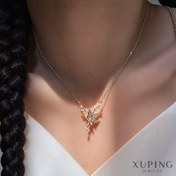 تصویر گردنبند گل و پروانه ژوپینگ (دو رنگ) - طلایی 