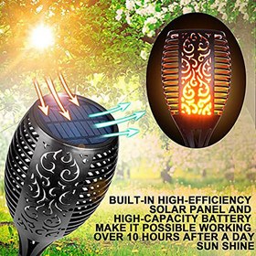 تصویر چراغ خورشیدی باغچه طرح شعله SOLAR LED FLAME GARDEN LIGHT