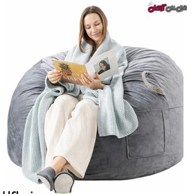 تصویر مبل شنی پشتی دار طوسی کد 32145