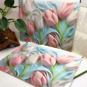 تصویر پوشه آ۴ سه بعدی طرح گل 